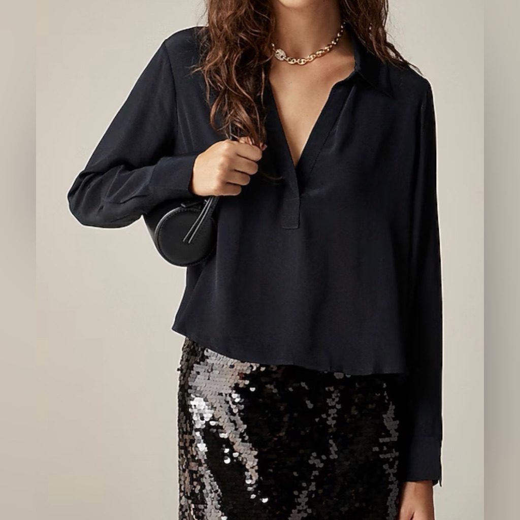 Nwt Jcrew Bungalow Popover Shirt In Crepe De Chine